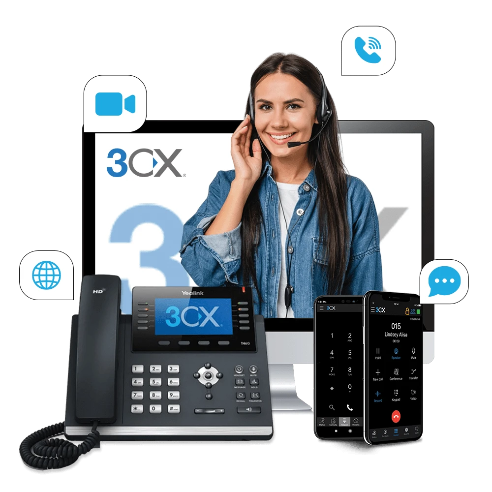 3CX call center platform dashboard showing call monitoring and team collaboration